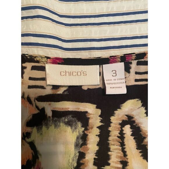 Chico's Women's Geometric Boho Sleeveless Blouse Size 3 Multicolor - Picture 4 of 4